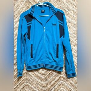 I-Run Collection Blue Activewear Jacket w/ Black Stripes,Zip Up,Size L
